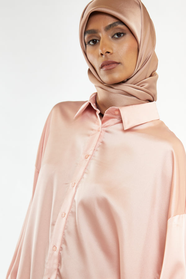 Glamorous Glamorous Modest Dusty Peach Shirt Dress