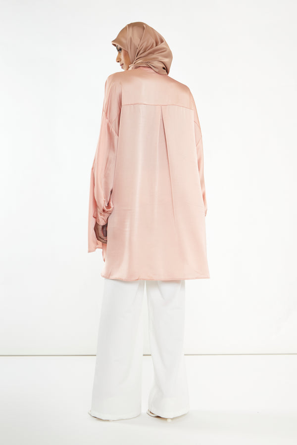 Glamorous Glamorous Modest Dusty Peach Shirt Dress