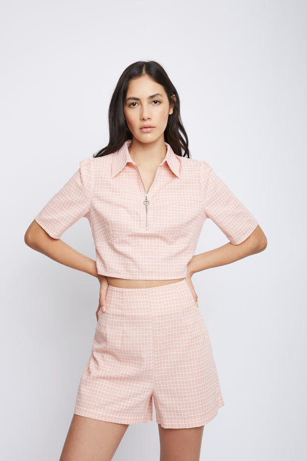 glamorous Glamorous Peach Grid Shorts