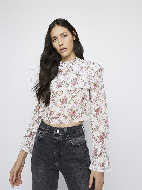glamorous Glamorous Romantic Floral Chiffon Top