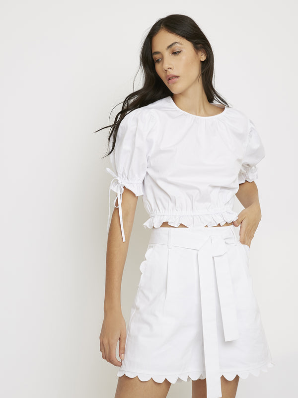 glamorous Glamorous White Ruched Bottom Top