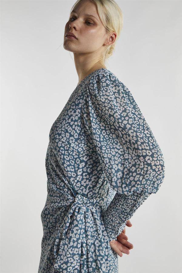 Glamorous Green-Leopard Wrap Midi-Dress