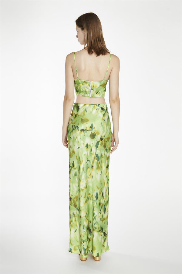Glamorous Green Multi-Blur Bias-Cut Maxi-Skirt