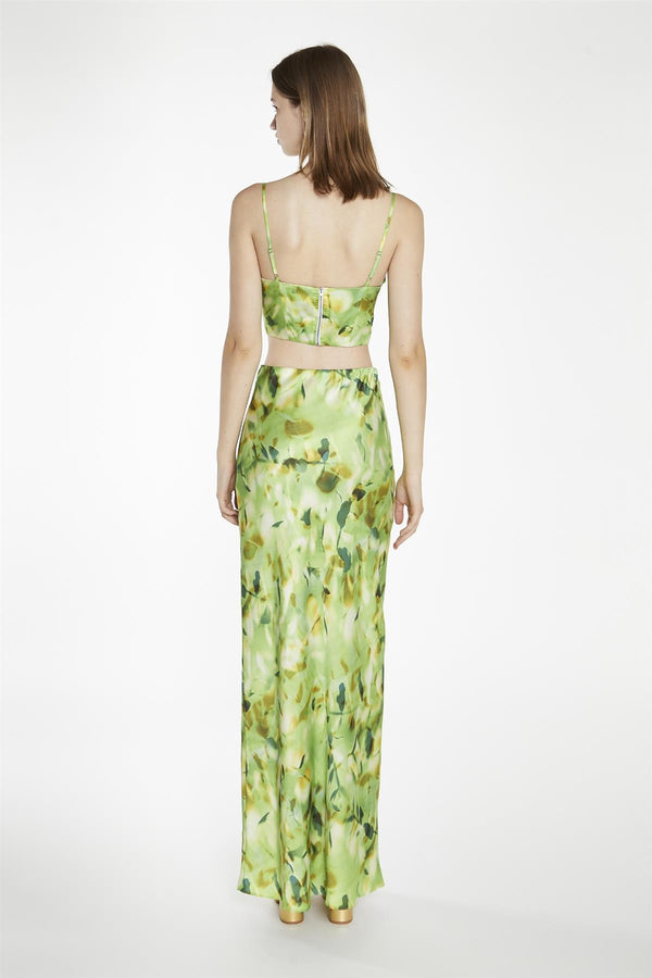 Glamorous Green Multi-Blur Tie-Front Corset-Top