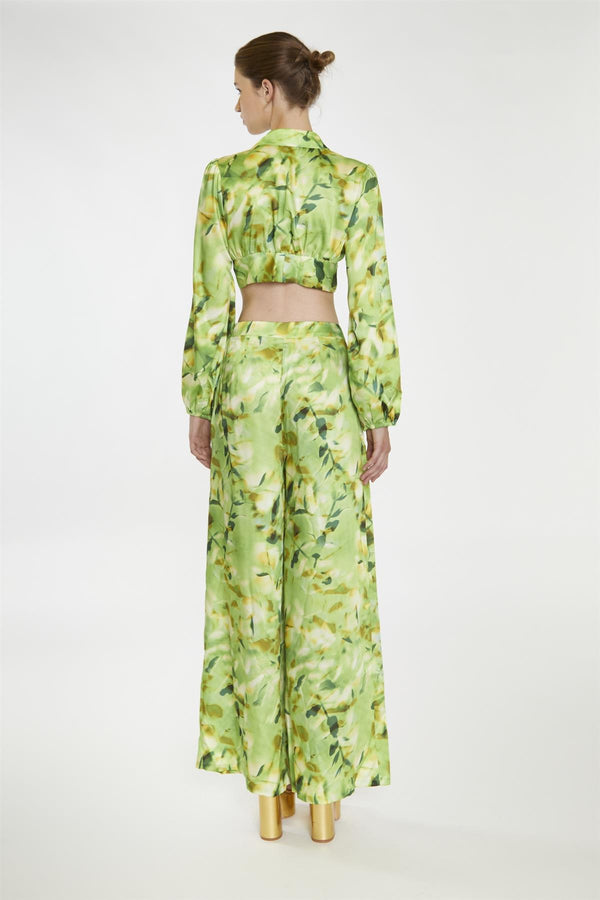 Glamorous Green Multi-Blur Wide Leg-Trousers