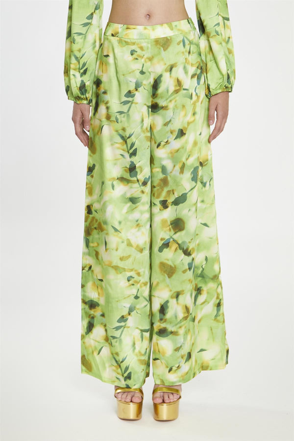 Glamorous Green Multi-Blur Wide Leg-Trousers