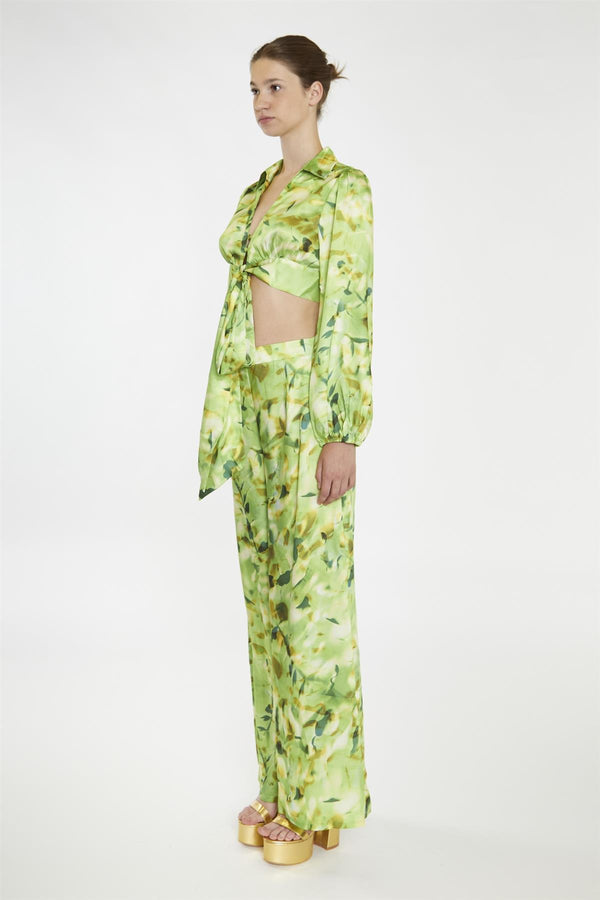 Glamorous Green Multi-Blur Wide Leg-Trousers