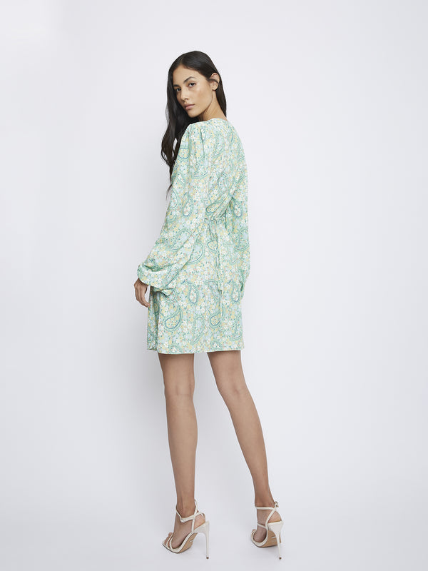 Glamorous Green Paisley Wrap Dress