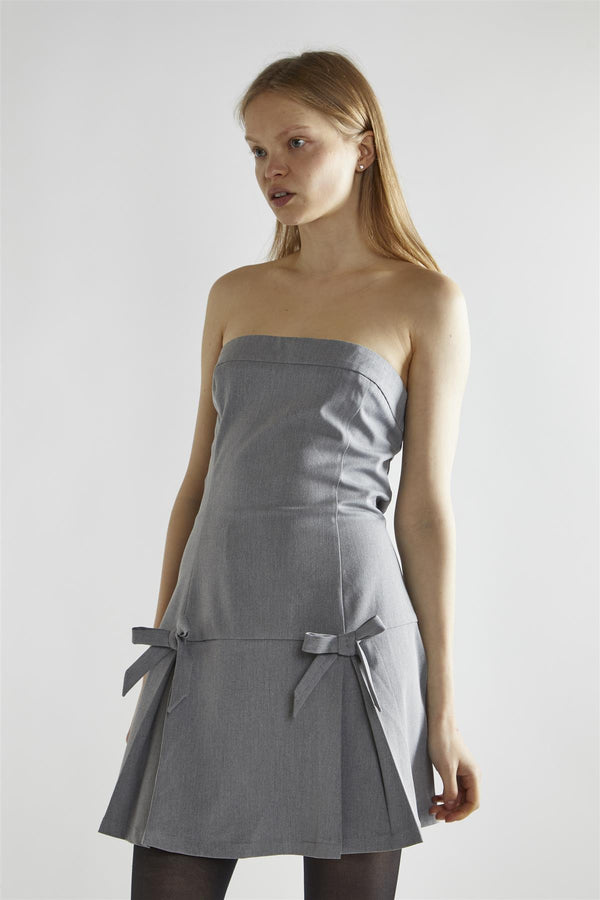Glamorous Grey A-Line Bardot Mini-Dress