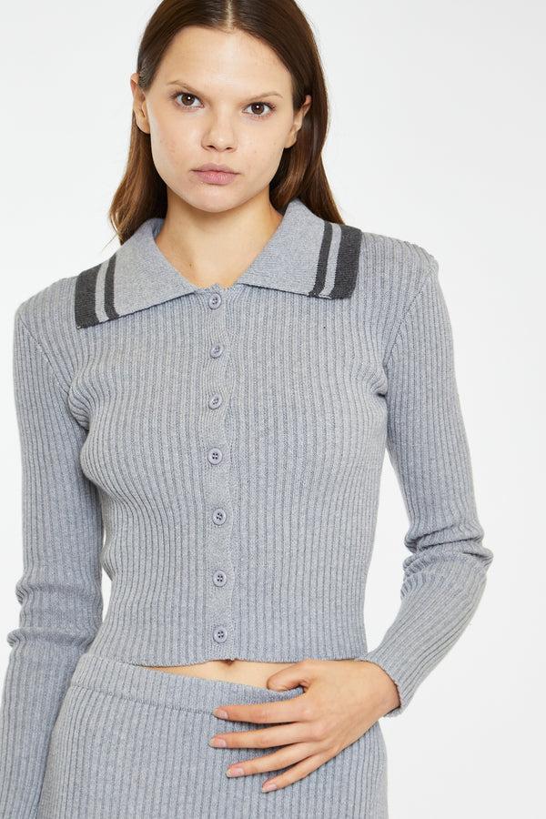 Glamorous Grey-Marl Charcoal Knitted Shirt
