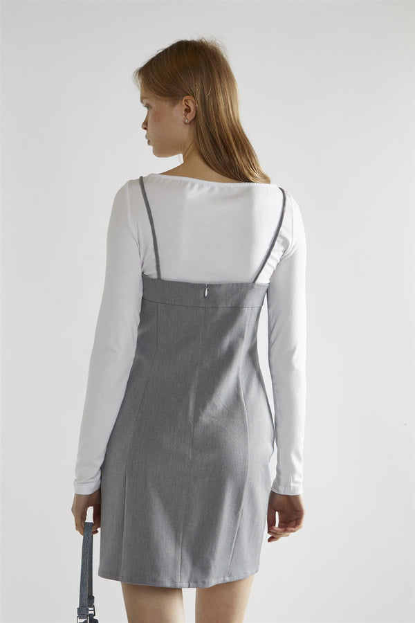 Glamorous Grey Round-Neck A-Line Mini-Dress