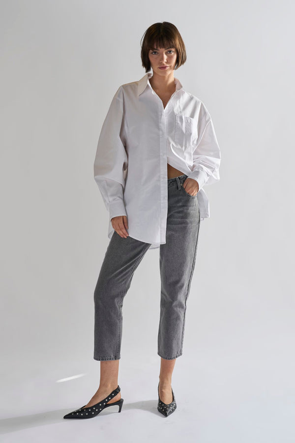 glamorous Grey Wash Low-Rise Cropped Jeans