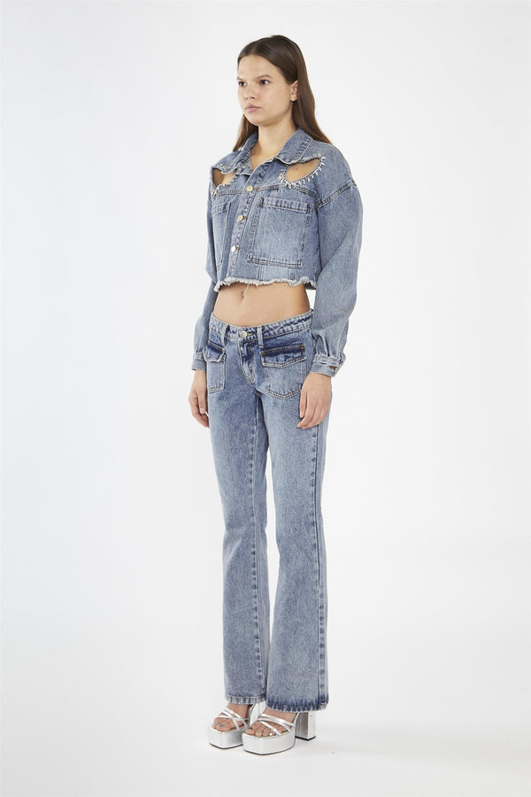 Glamorous Heavy-Vintage Wash Flared -Jeans