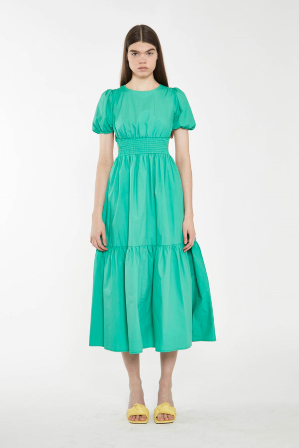 glamorous Holly Green Open-Back Maxi Dress