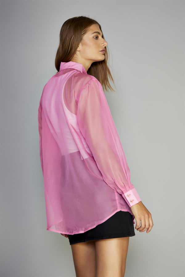 Glamorous Hot-Pink Sheer Oversized-Shirt