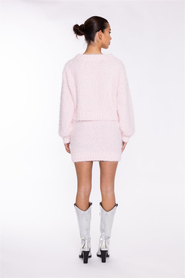 Glamorous Icy-Pink Cable-Knit Jumper