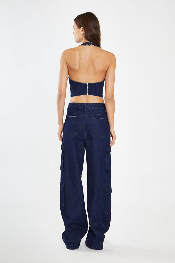 Glamorous Indigo-Blue Cargo -Jeans