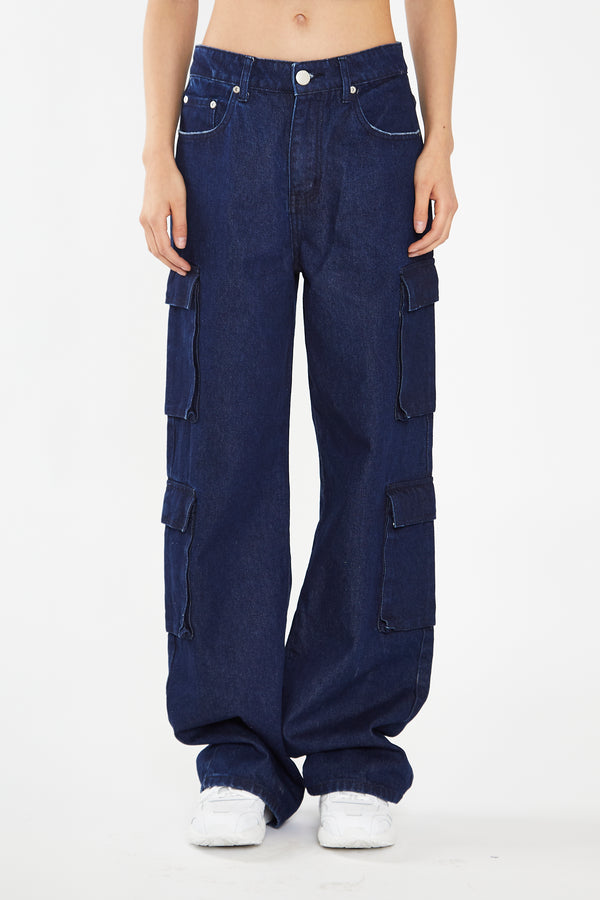 Glamorous Indigo-Blue Cargo -Jeans