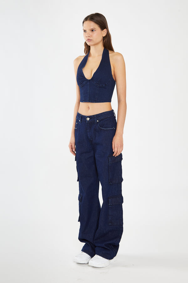 Glamorous Indigo-Blue Cargo -Jeans