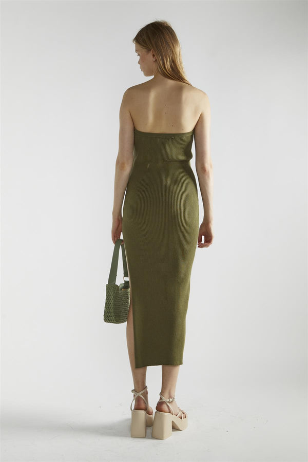 Glamorous Khaki Knitted Midaxi-Dress