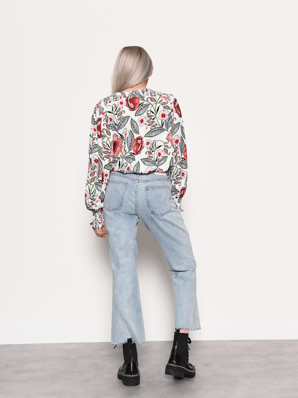 Glamorous Glamorous Large Cream Multi Floral Print Wrap Front Bodysuit