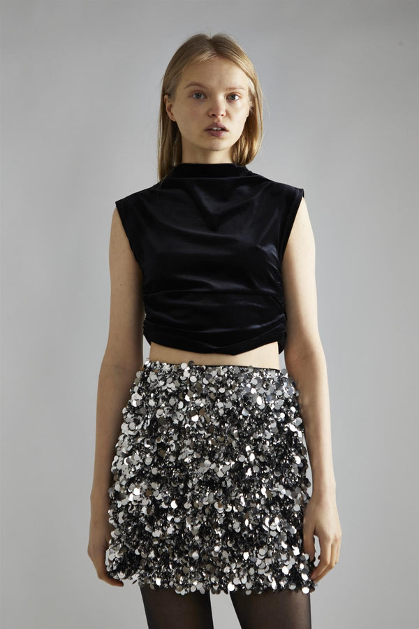 Glamorous Large Pewter-Sequin Mini-Skirt
