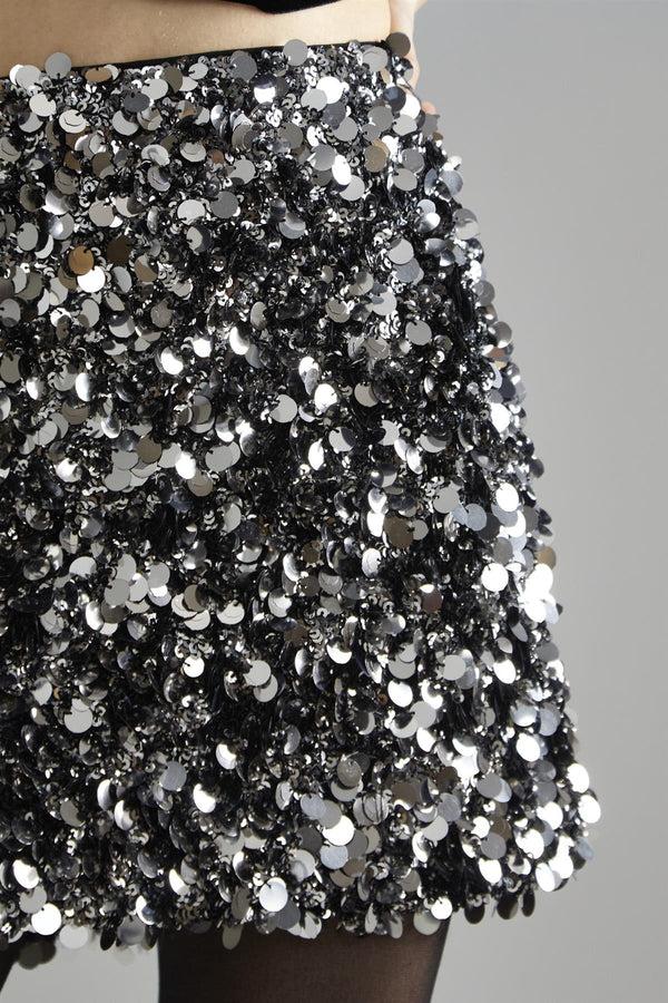 Glamorous Large Pewter-Sequin Mini-Skirt