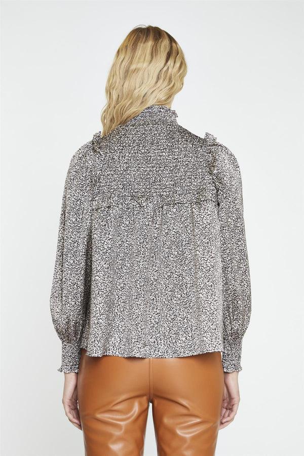 Glamorous Leopard-Swirl Long-Sleeve Blouse