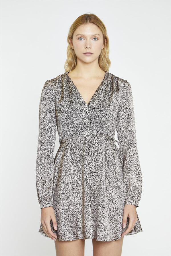 glamorous Leopard Swirl V-Neck Mini-Dress