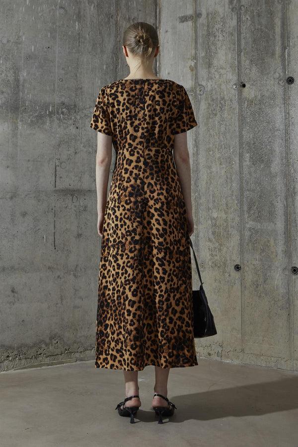 Glamorous Leopard V-neck Midi-Dress