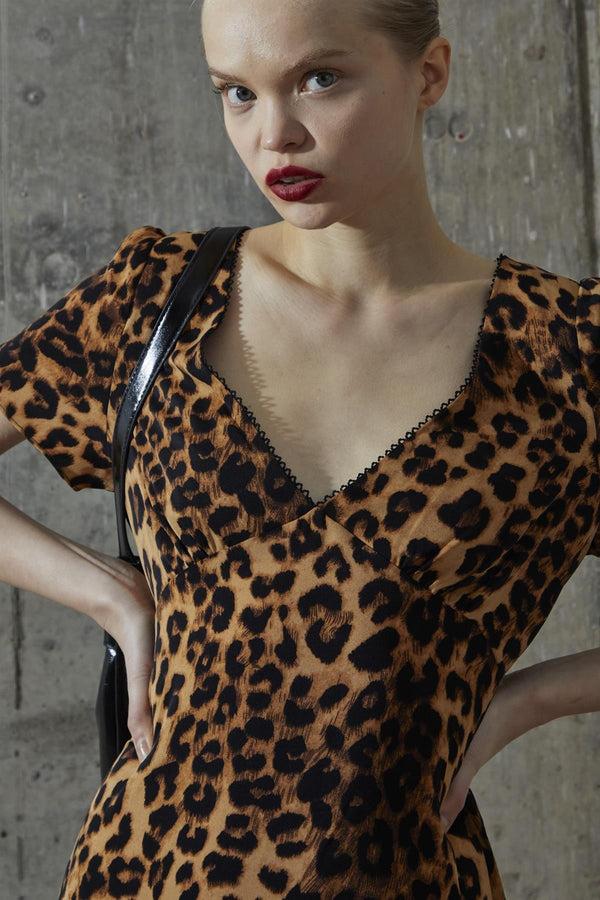 Glamorous Leopard V-neck Midi-Dress