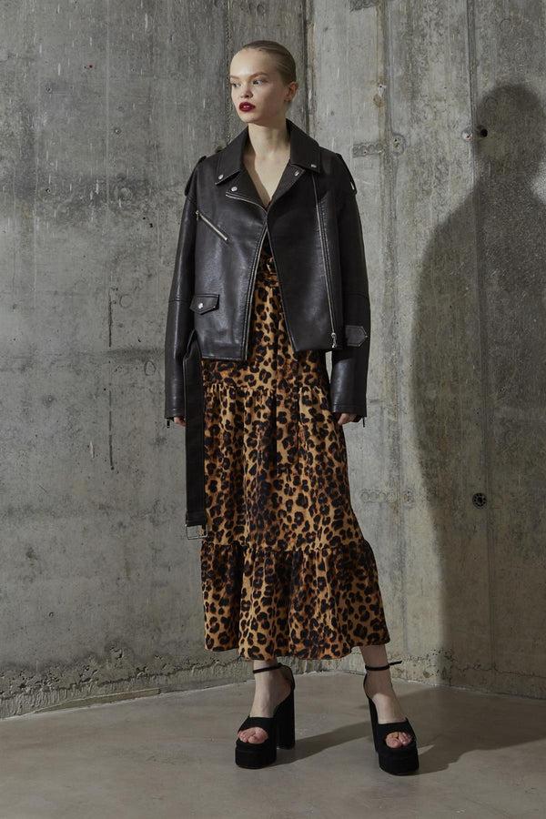 glamorous Leopard Wrap Maxi-Dress