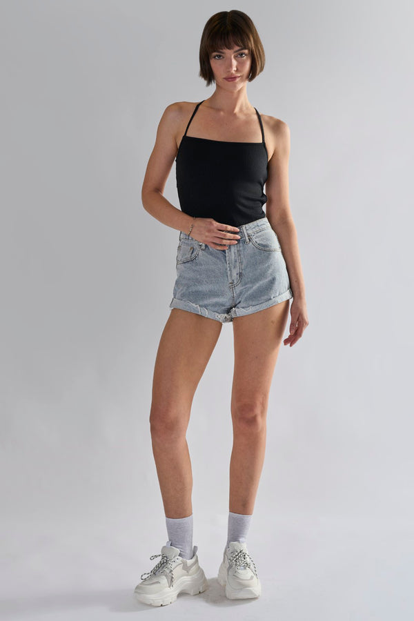 Glamorous Glamorous Light Antique Wash High Waisted Shorts