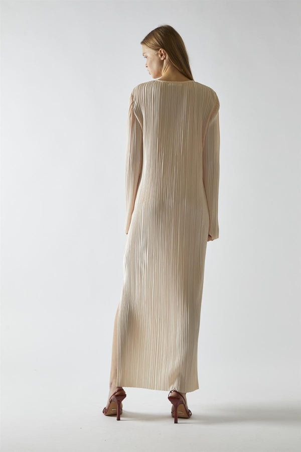Glamorous Light-Apricot Plisse Midaxi-Dress