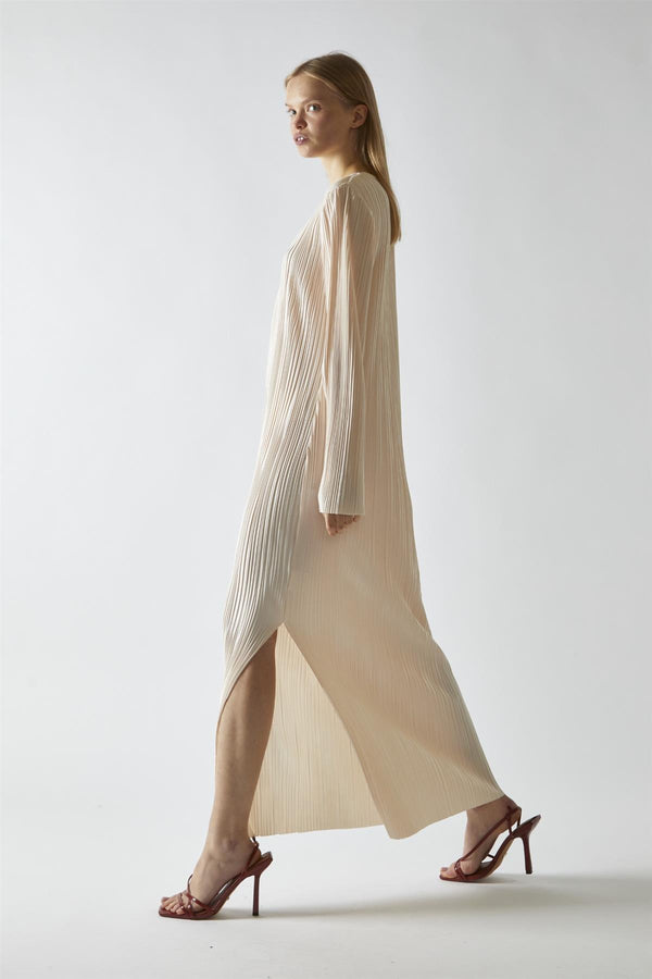 Glamorous Light-Apricot Plisse Midaxi-Dress
