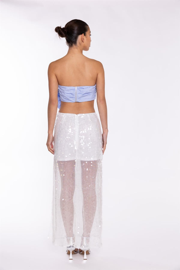 Glamorous Light-Blue 3D Corsage Crop-Top