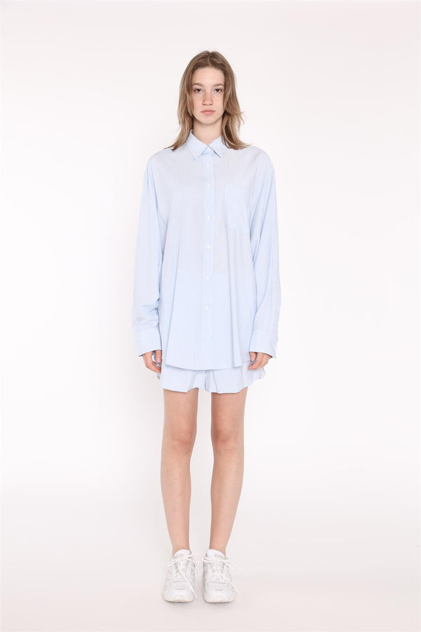 Glamorous Light-Blue Stripe Classic Shirt