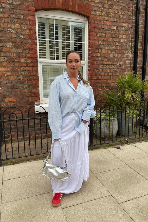 glamorous Light-Blue Stripe Classic Shirt