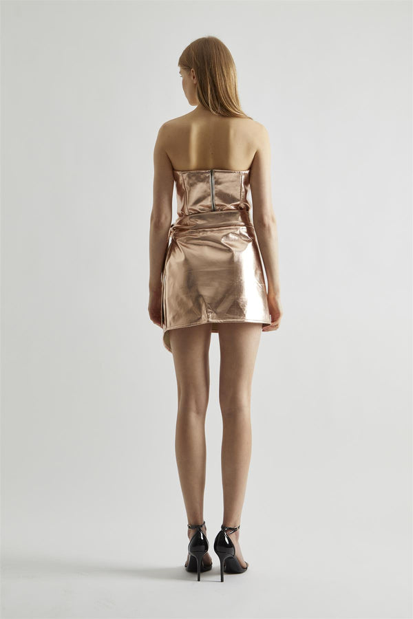 Glamorous Light-Copper PU Strapless To