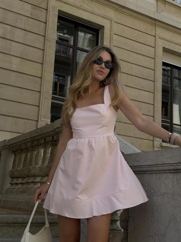 Glamorous Light-Pink Square-Neck Mini-Dress
