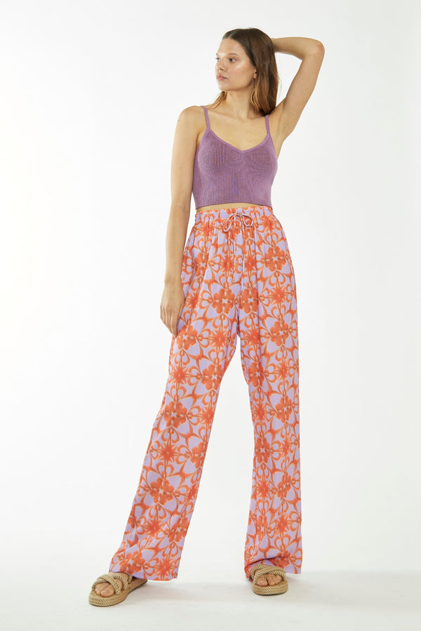 Glamorous Lilac-Brown Rib Knit Crop Top