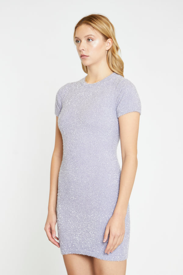 Glamorous Lilac-Glitter Knitted Mini-Dress