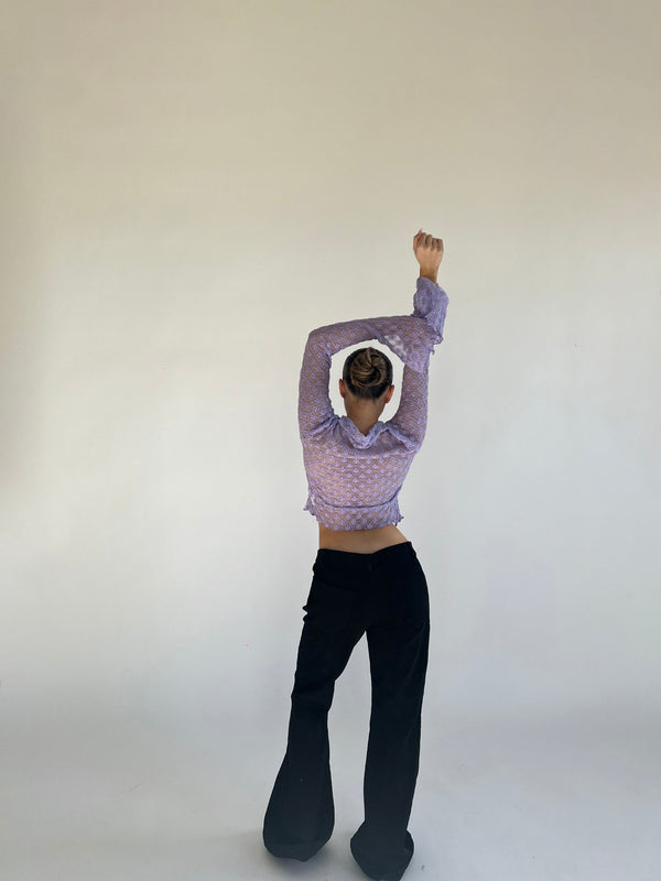 Glamorous Lilac Lace Open Front Top