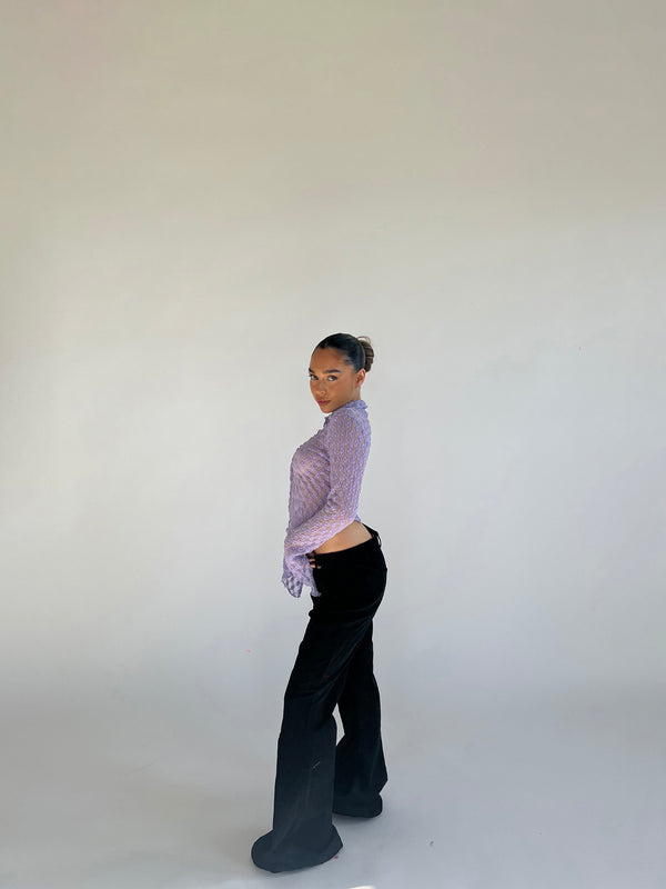 Glamorous Lilac Lace Open Front Top