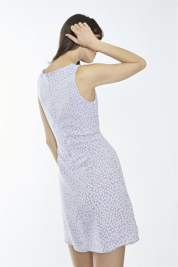 Glamorous Lilac Retro-Ditsy Square Neck Mini-Dress