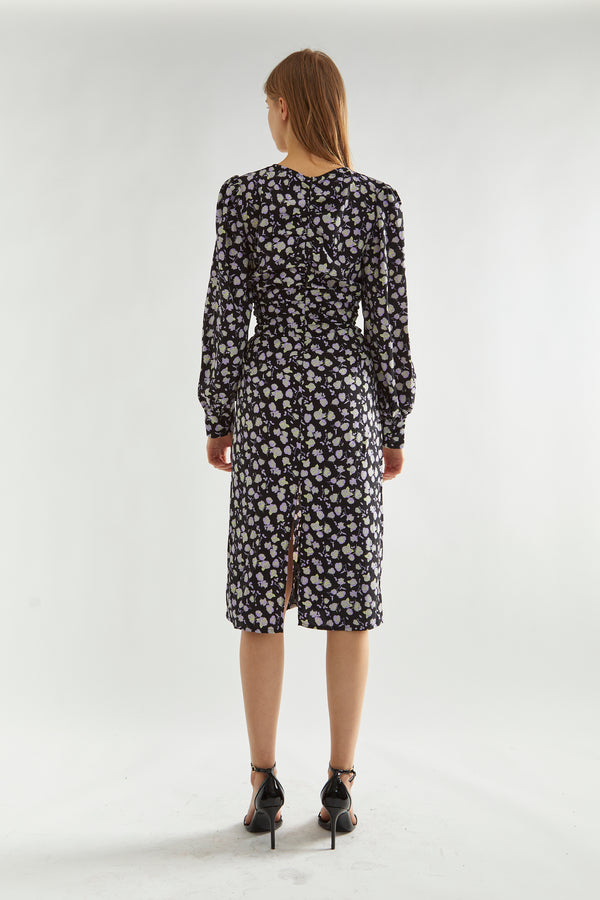 Glamorous Lilac-Rose Ruched-Front Midi-Dress