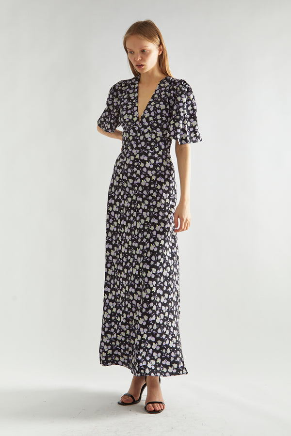 Glamorous Lilac-Rose V-Neck Maxi Tea-Dress