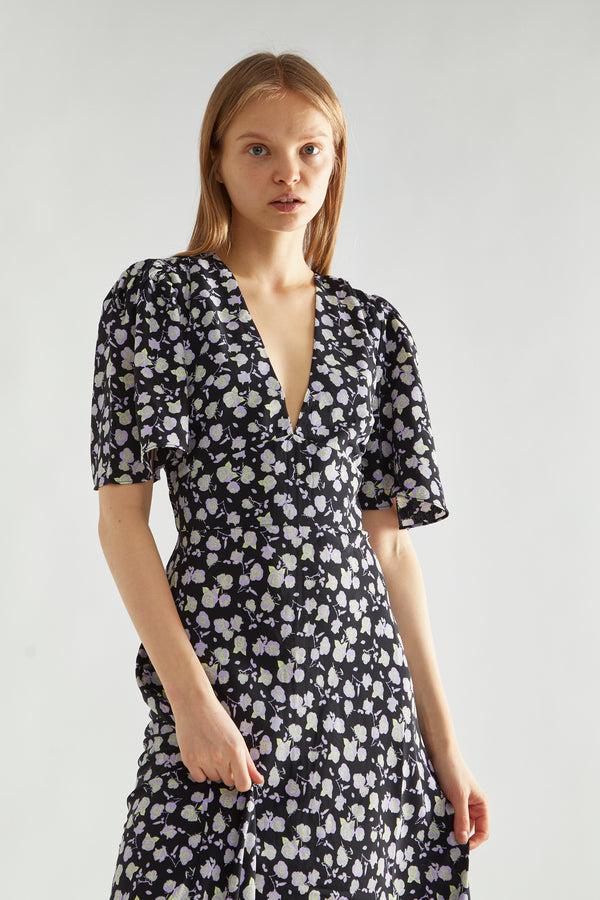 glamorous Lilac-Rose V-Neck Maxi Tea-Dress