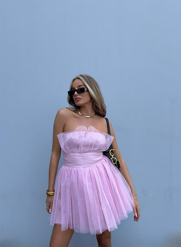 Glamorous Liliana Bandeau Mini Dress -Pretty Pink