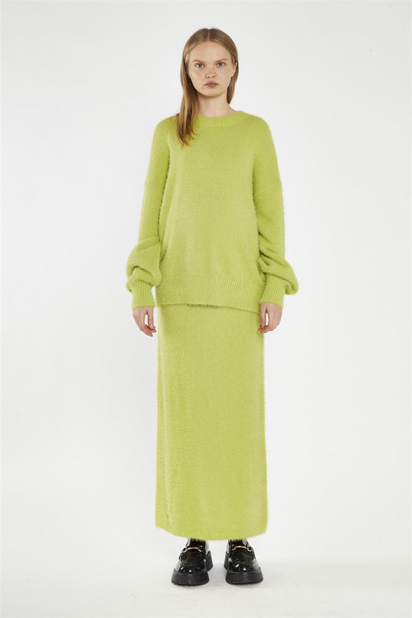 glamorous Lime-Green Oversized Fit-Jumper